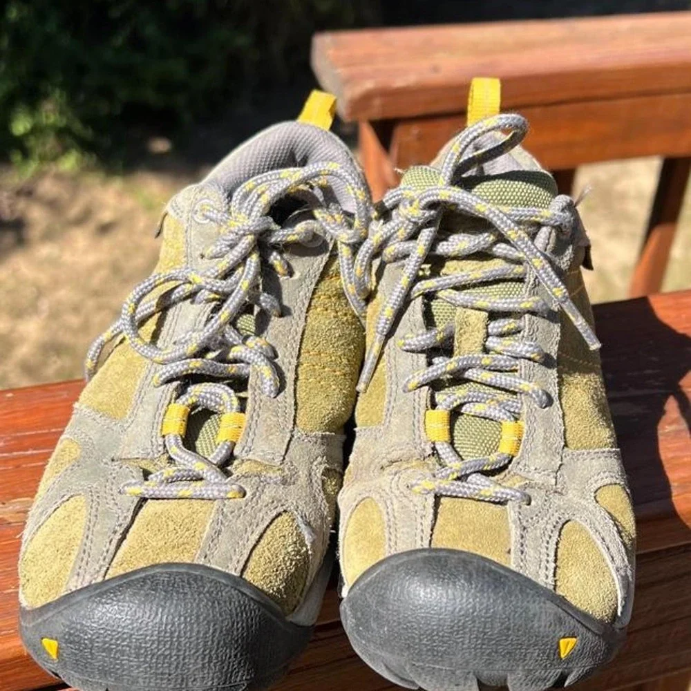 Keen Ambler Trail Women 5 Hiking Shoes Olive Green Grey Yellow
